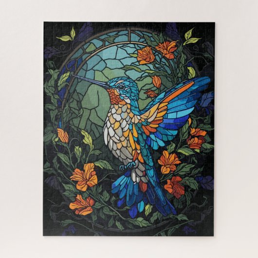 Flying Humming Bird farbenfroh gesteinigtes Glas Puzzle (Vertikal)