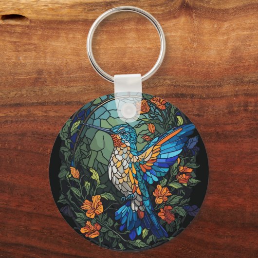 Flying Humming Bird farbenfroh gesteinigtes Glas Schlüsselanhänger (Vorderseite)