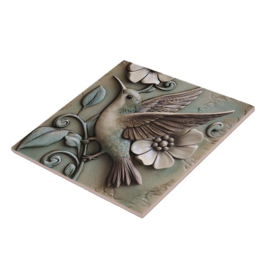 Flying Hummingbird mit Blume Imitate Hilfe Fliese (Seite)