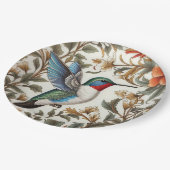 Flying Hummingbird William Morris Inspired Pappteller (Schrägansicht)