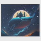 Flying Humpback Whale Moonlight Sea Starry Forests Geschenkpapier (Flach)