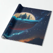 Flying Humpback Whale Moonlight Sea Starry Forests Geschenkpapier (Ungerollt)