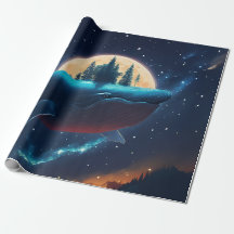 Flying Humpback Whale Moonlight Sea Starry Forests