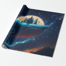 Flying Humpback Whale Moonlight Sea Starry Forests Geschenkpapier