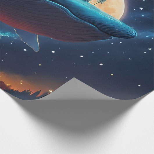Flying Humpback Whale Moonlight Sea Starry Forests Geschenkpapier (Ecke)