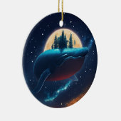 Flying Humpback Whale Moonlight Sea Starry Forests Keramik Ornament (Rechts)
