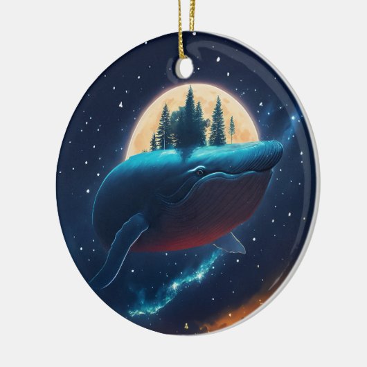 Flying Humpback Whale Moonlight Sea Starry Forests Keramik Ornament (Links)