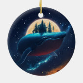 Flying Humpback Whale Moonlight Sea Starry Forests Keramik Ornament (Hinten)