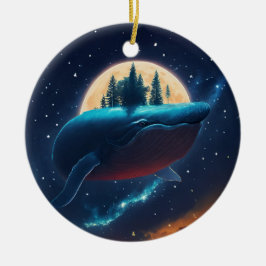 Flying Humpback Whale Moonlight Sea Starry Forests Keramik Ornament