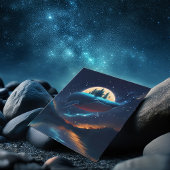 Flying Humpback Whale Moonlight Sea Starry Forests Postkarte