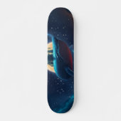 Flying Humpback Whale Moonlight Sea Starry Forests Skateboard (Vorne)