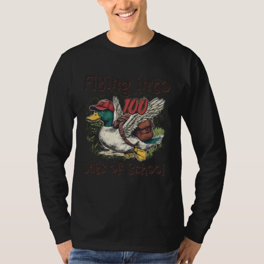 Flying Into 100 Days of School Duck Hunting 100th T-Shirt (Vorderseite)