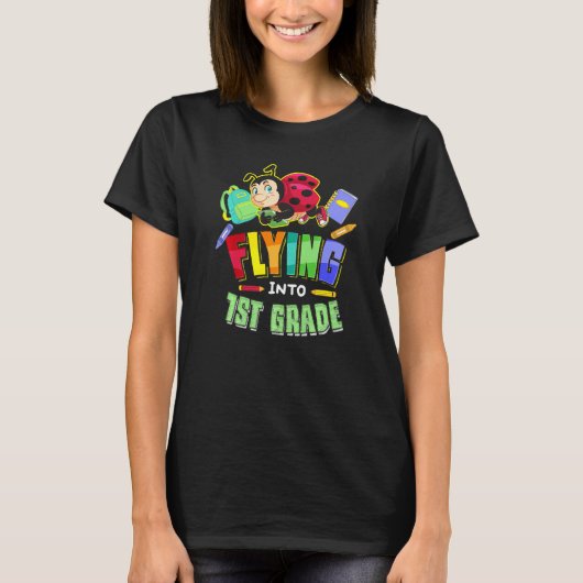 Flying Into 1st Grade Ladybug Back To School First T-Shirt (Vorderseite)