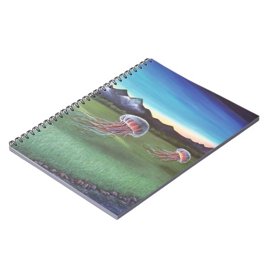 Flying Jellyfish Mountain Landscape Notebook Notizblock (Linke Seite)