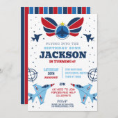 Flying Jet Birthday Boy Flugzeug Army Base Forces Einladung (Vorne/Hinten)