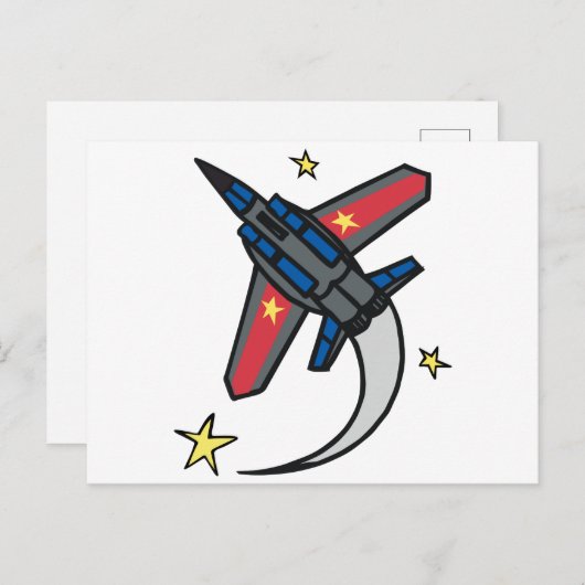 Flying Jet Flugzeug Postkarte (Vorne/Hinten)