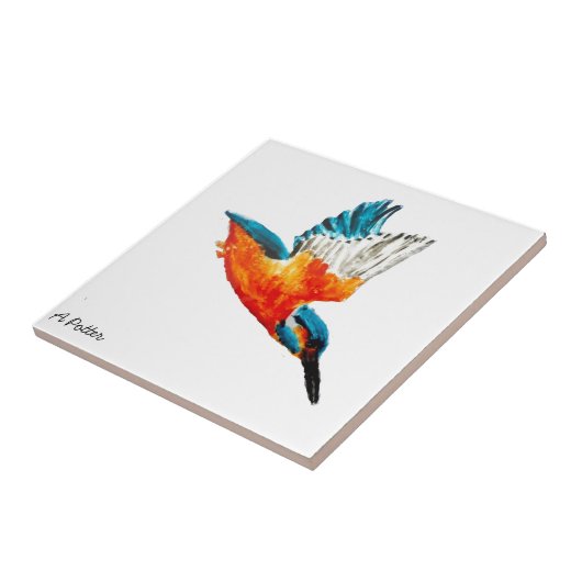 Flying Kingfisher Art Fliese (Seite)