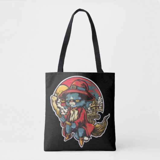 Flying Kitty Cat Witch Illustration Tasche (Vorderseite)