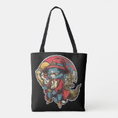 Flying Kitty Cat Witch Illustration Tasche (Rückseite)