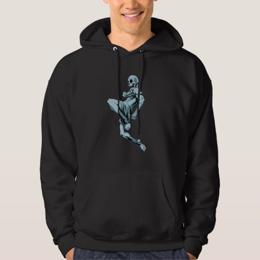 Flying Knee Skeleton Muay Thai Skeleton Thai Box Hoodie (Vorderseite)