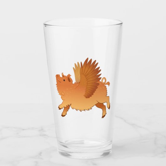 Flying Kunekune Pig Glas (Vorderseite)