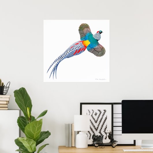 Flying Lady Amherst Pheasant Print Poster (Heimbüro)