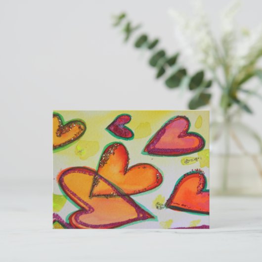 Flying Laugh Hearts Postkarte (Stehend Vorderseite)
