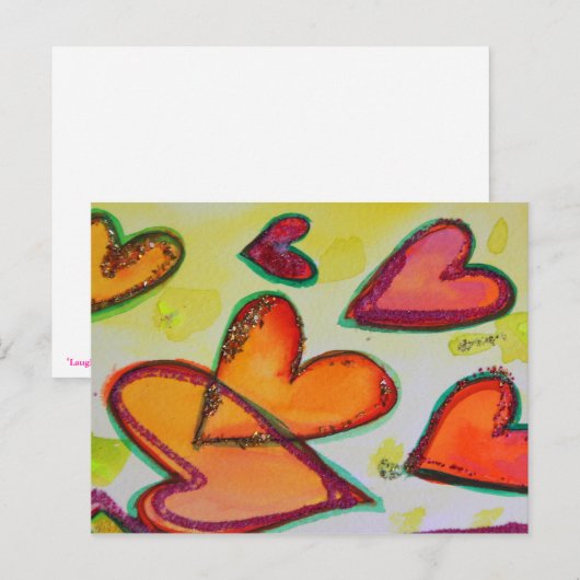 Flying Laugh Hearts Postkarte (Vorne/Hinten)
