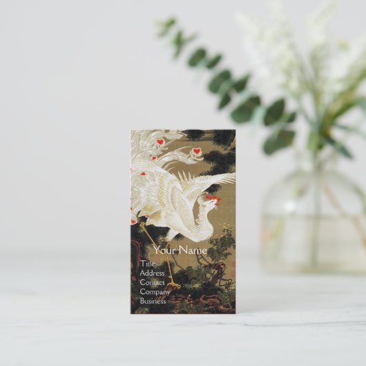 FLYING-LIEBE PHOENIX, Weiße Federn, Herz Visitenkarte (Stehend Vorderseite)