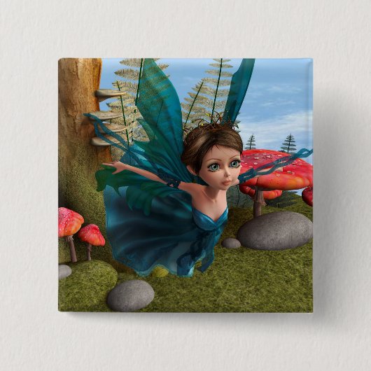 Flying Little Fairy Butterfly Button (Vorderseite)