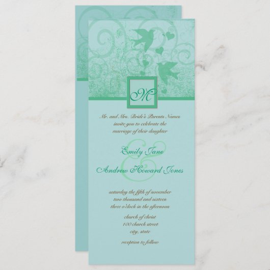 Flying Love Birds Hochzeitseinladung Einladung (Vorne/Hinten)