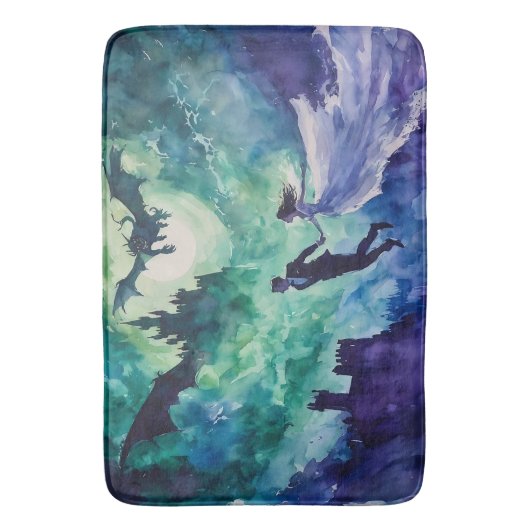 Flying Lovers - Aquarellmalerei Badematte (Vorderseite Vertikal)