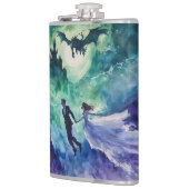 Flying Lovers - Aquarellmalerei Flachmann (Links)