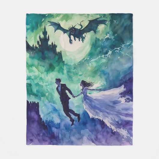 Flying Lovers - Aquarellmalerei Fleecedecke (Vorderseite)