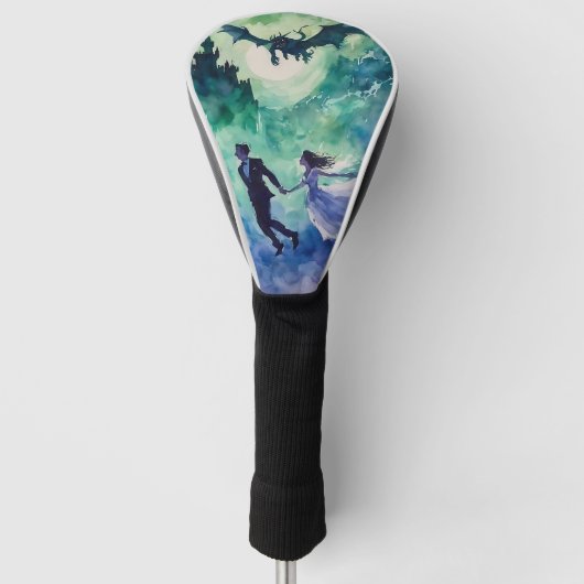 Flying Lovers - Aquarellmalerei Golf Headcover (Vorderseite)