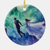 Flying Lovers - Aquarellmalerei Keramik Ornament (Hinten)