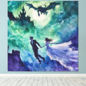 Flying Lovers - Aquarellmalerei Leinwanddruck (Insitu (Holzboden))