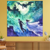 Flying Lovers - Aquarellmalerei Leinwanddruck (Insitu (Wohnzimmer))