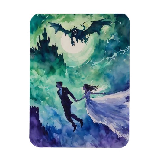 Flying Lovers - Aquarellmalerei Magnet (Vertikal)