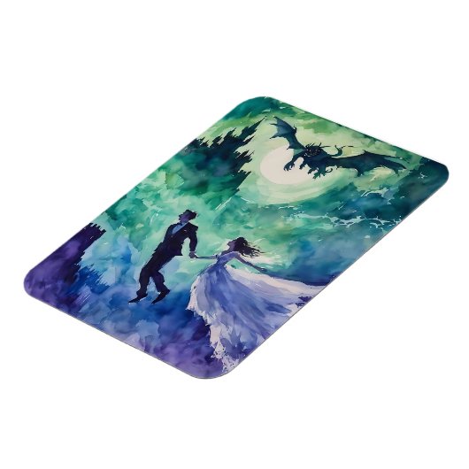 Flying Lovers - Aquarellmalerei Magnet (Linke Seite)