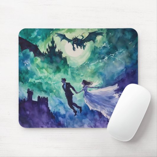 Flying Lovers - Aquarellmalerei Mousepad (Mit Mouse)
