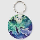 Flying Lovers - Aquarellmalerei Schlüsselanhänger (Rückseite)