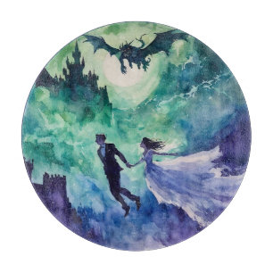 Flying Lovers - Aquarellmalerei Schneidebrett