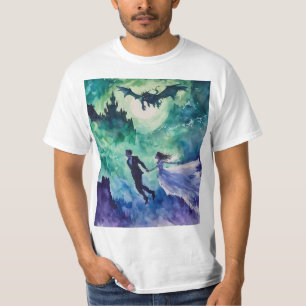 Flying Lovers - Aquarellmalerei T-Shirt