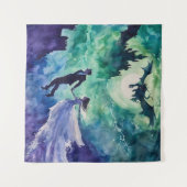 Flying Lovers - Aquarellmalerei Wandteppich (Vorderseite (Horizontal))
