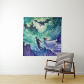 Flying Lovers - Aquarellmalerei Wandteppich (Beispiel)