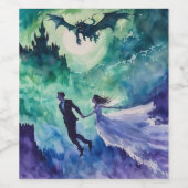 Flying Lovers - Aquarellmalerei Weinetikett (Einzelnes Label)