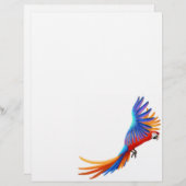 Flying Macaw Parrot Letterhead Stationery 8.5 x 11 (Vorne/Hinten)