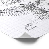 Flying machine 1889 Patent Art - Lined Peper Poster (Ecke)