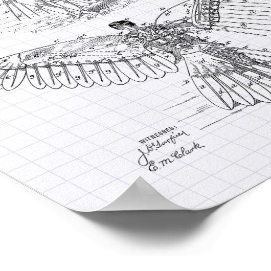 Flying machine 1889 Patent Art - Lined Peper Poster (Ecke)
